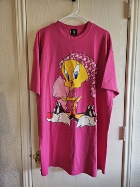 90s Warner Bros Tweety & Sylvester Nightshirt Gown, Made In U.S.A (OSFA)